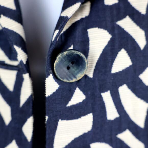 Lafayette 148 Womens Blazer Jacket Blue/Beige Geometric Print  10 - Picture 5 of 8